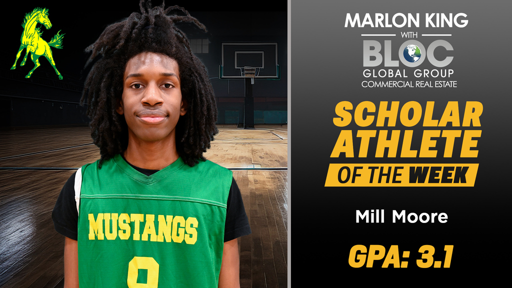 Marlon King with BLOC Global Group Commercial Real Estate Scholar Athlete of the Week: Mill Moore, GPA 3.1