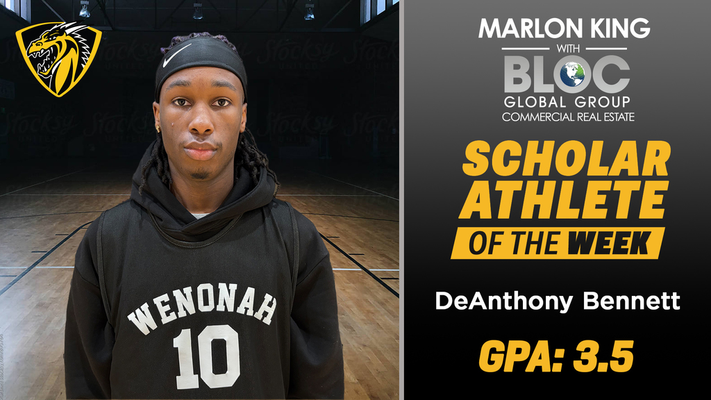 Marlon King with BLOC Global Group Commercial Real Estate Scholar Athlete of the Week: DeAnthony Bennett, GPA: 3.5