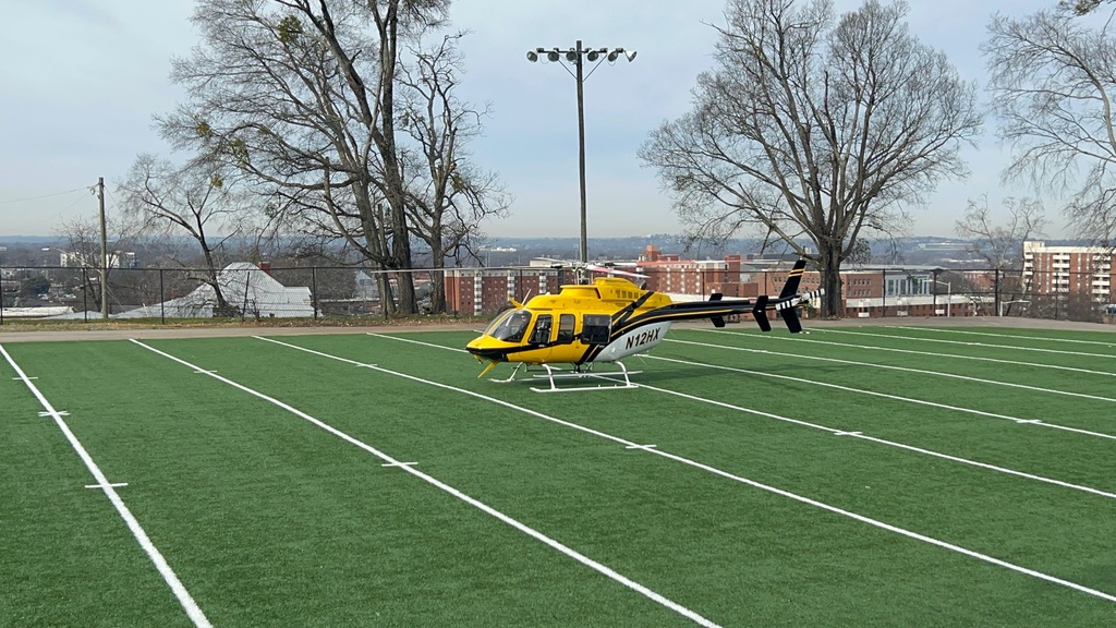 It's not every day that you see a helicopter on Ramsay's practice field.