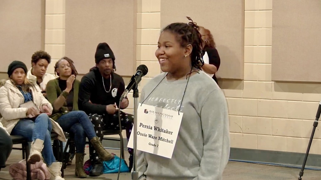 Persia Whitaker wins the District Spelling Bee!