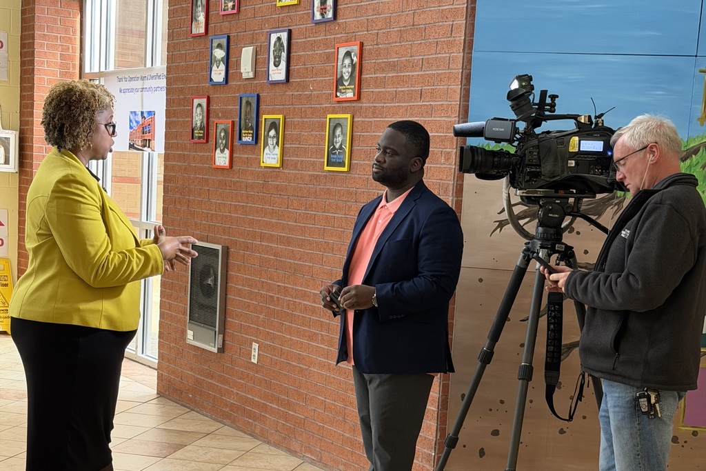 Tuggle Principal Dr. Elizabeth Chiles speaks with WVTM-13 reporter Jarvis Robertson