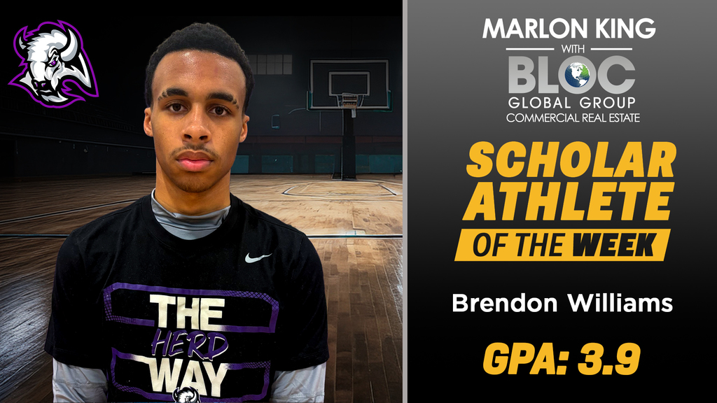 Marlon King with BLOC Global Group Commercial Real Estate Scholar Athletes of the Week Brendon Williams GPA: 3.9