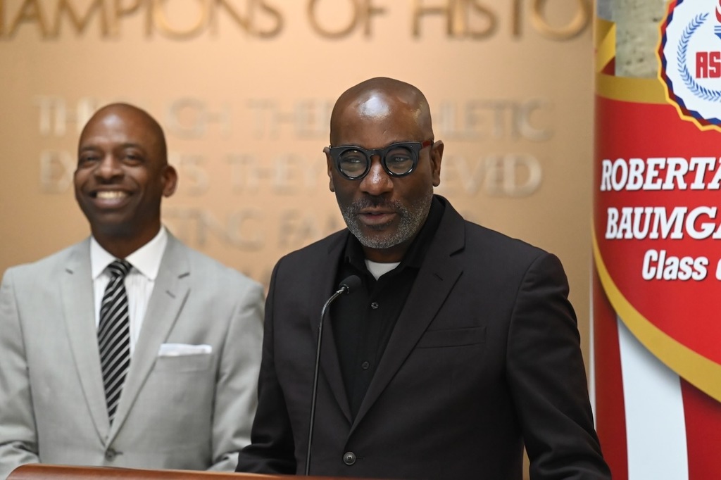 Superintendent Dr. Mark Sullivan with BCS Media's Steve Brown