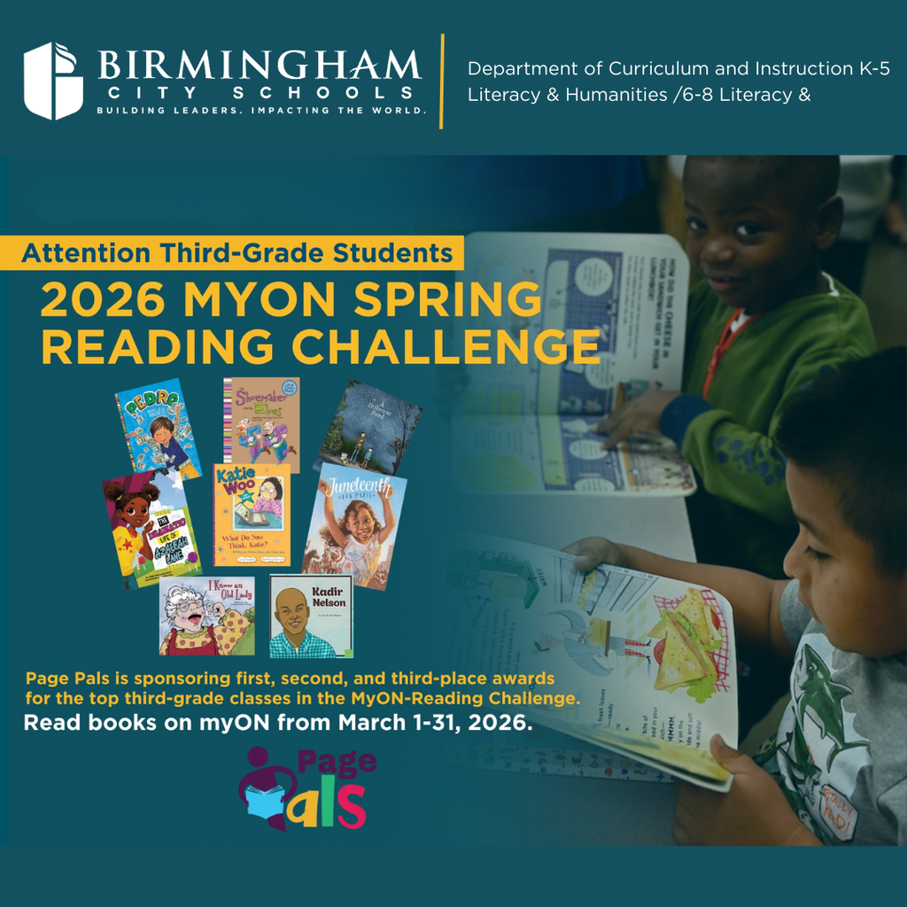 Page Pals is sponsoring first, second, and third-place awards for the top third-grade classes in the MyON Reading Challenge. Read books on myON now through March 31 to participate. #SuccessStartsHere 📚