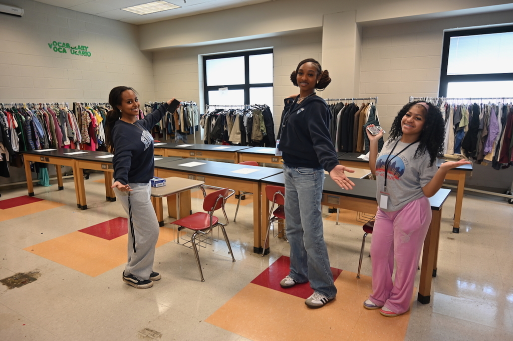 Organizing the clothing closet at G.W. Carver High School