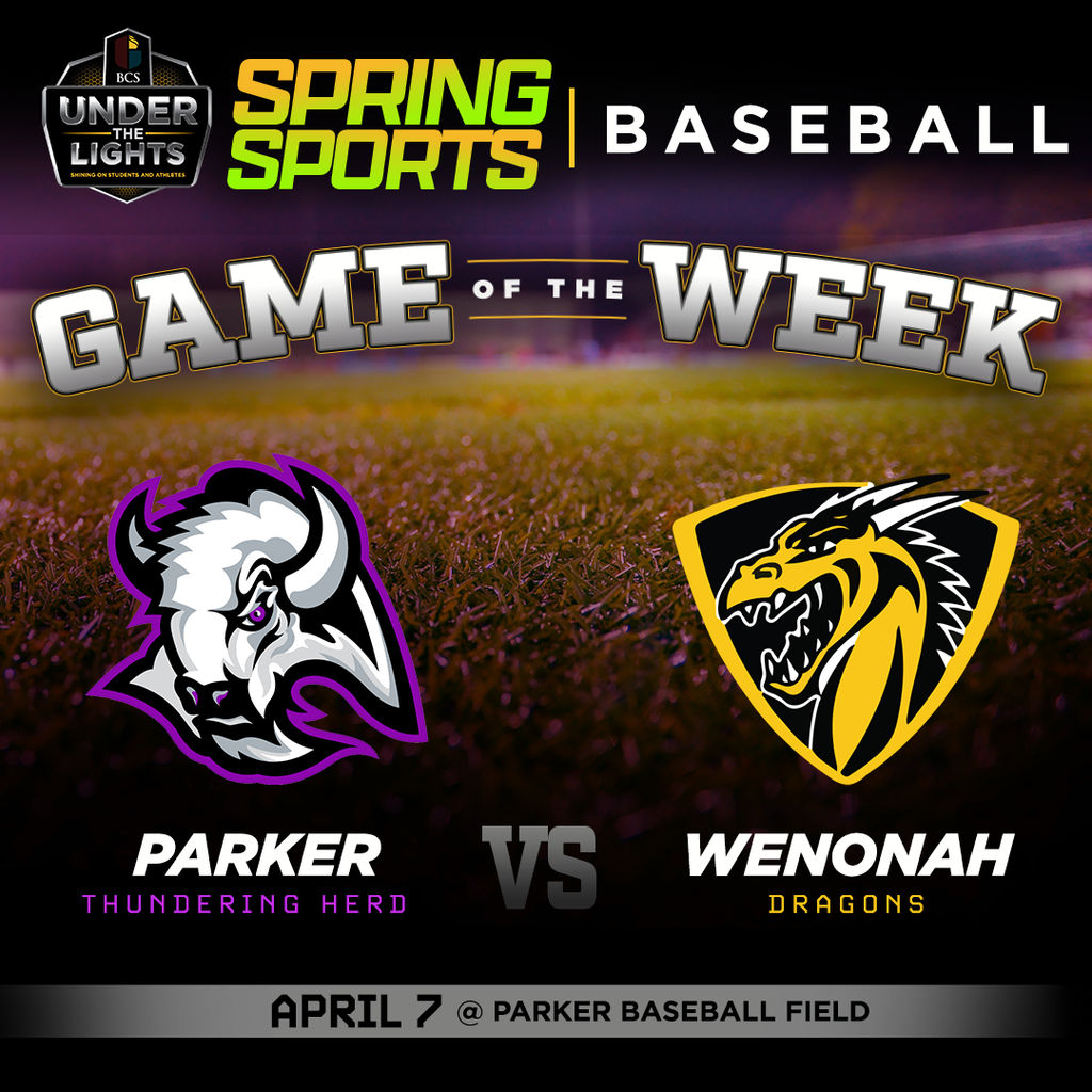 BCS Under the Lights Spring Sports Baseball Parker Thundering Herd vs. Wenonah Dragons on April 7 at Parker Baseball Field
