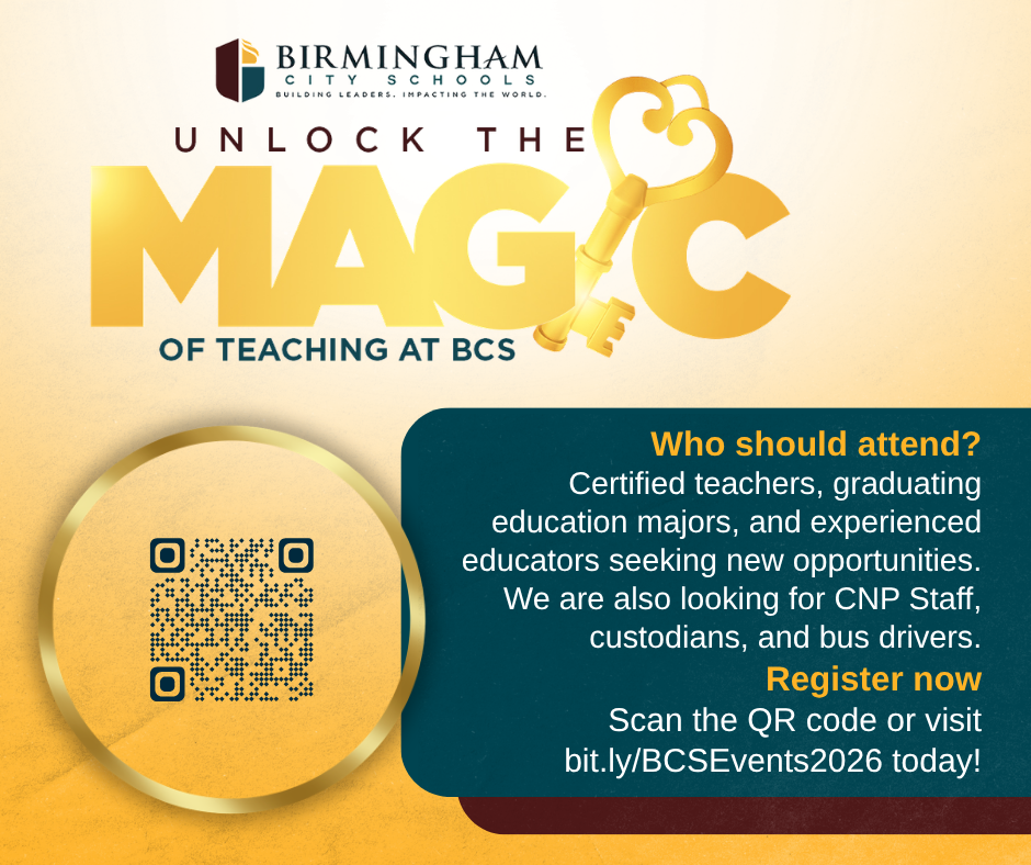 Who should attend? Certified teachers, graduating education majors, and experienced educators seeking new opportunities. We are also looking for CNP Staff, custodians, and bus drivers. Register now Scan the QR code or visit bit.ly/BCSEvents2026 today!