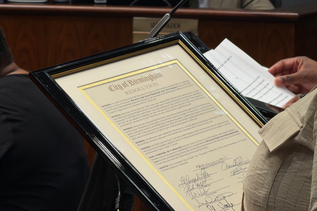 Wenonah Dragons recognized at the Birmingham City Council meeting on April 14