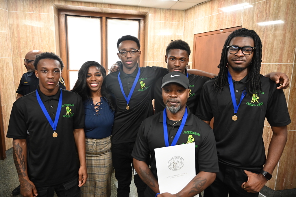 J.O. Relay Team with Board Member Yamika Foy