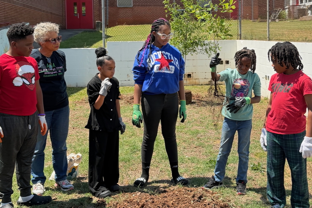 Scholars at Princeton Alternative Elementary School planted three trees for Earth Day!