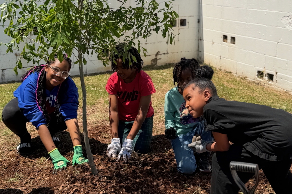 Scholars at Princeton Alternative Elementary School planted three trees for Earth Day!