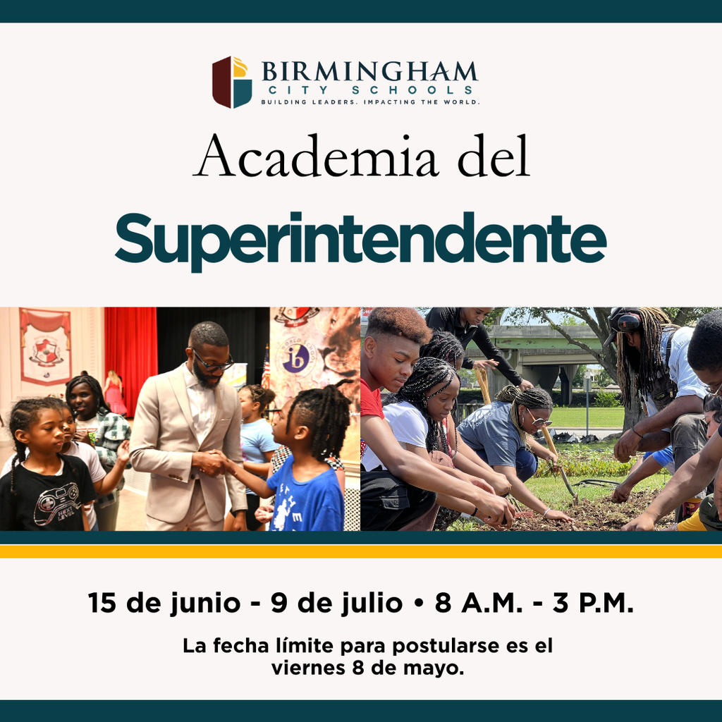 Academia del Superintendente ib 15 de junio - 9 de julio • 8 A.M. - 3 P.M. La fecha límite para postularse es el viernes 8 de mayo.