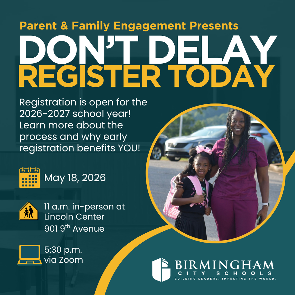 Parent & Family Engagement Presents DON'T DELAY REGISTER TODAY Registration is open for the 2026-2027 school year! Learn more about the process and why early registration benefits YOU! May 18, 2026 11 a.m. in-person at Lincoln Center 901 gth Avenue 5:30 p.m. via Zoom