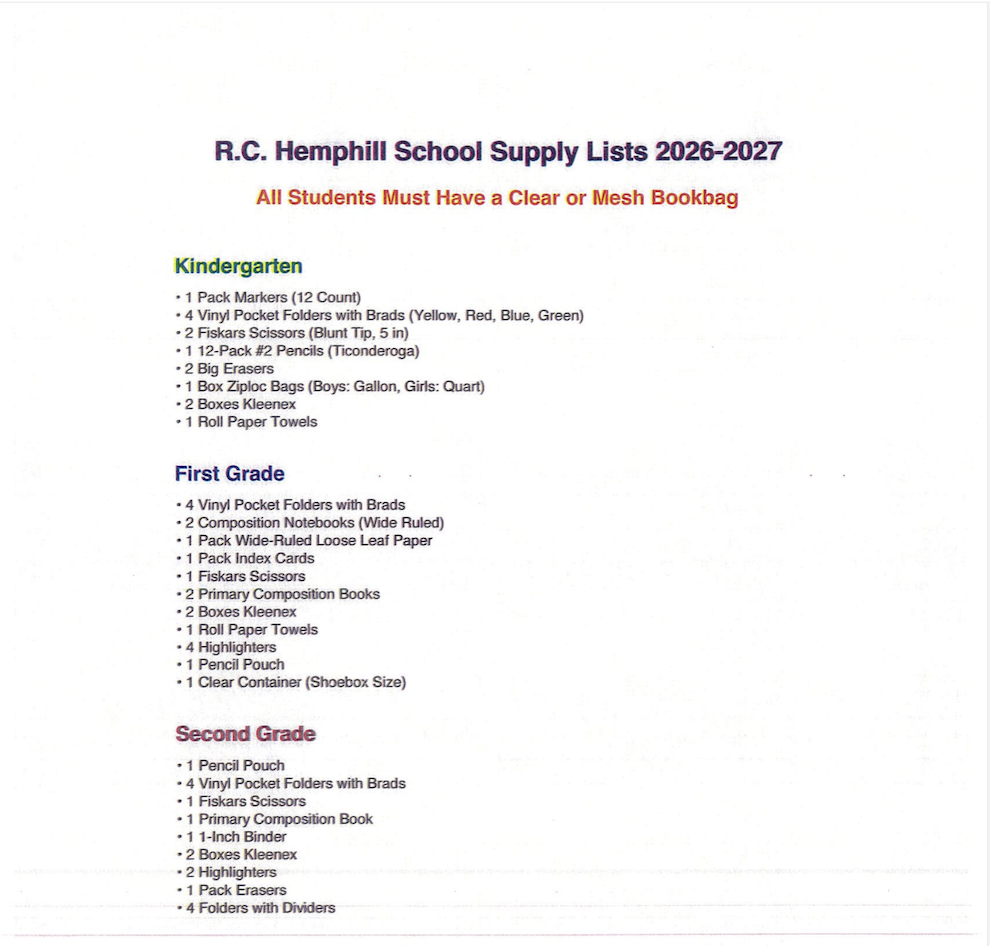 School Supply List