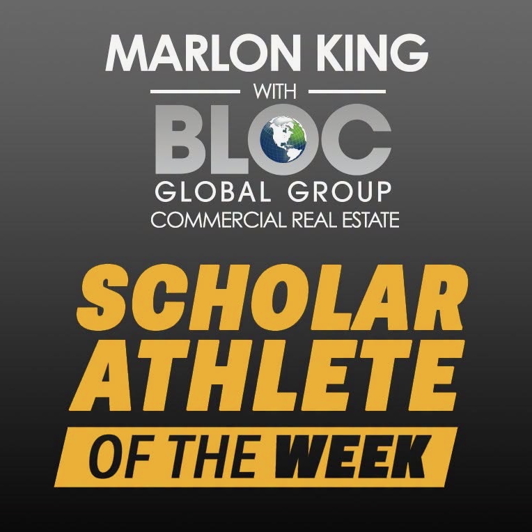 Marlon King with BLOC Global Group Commercial Real Estate Scholar Athletes of the Week