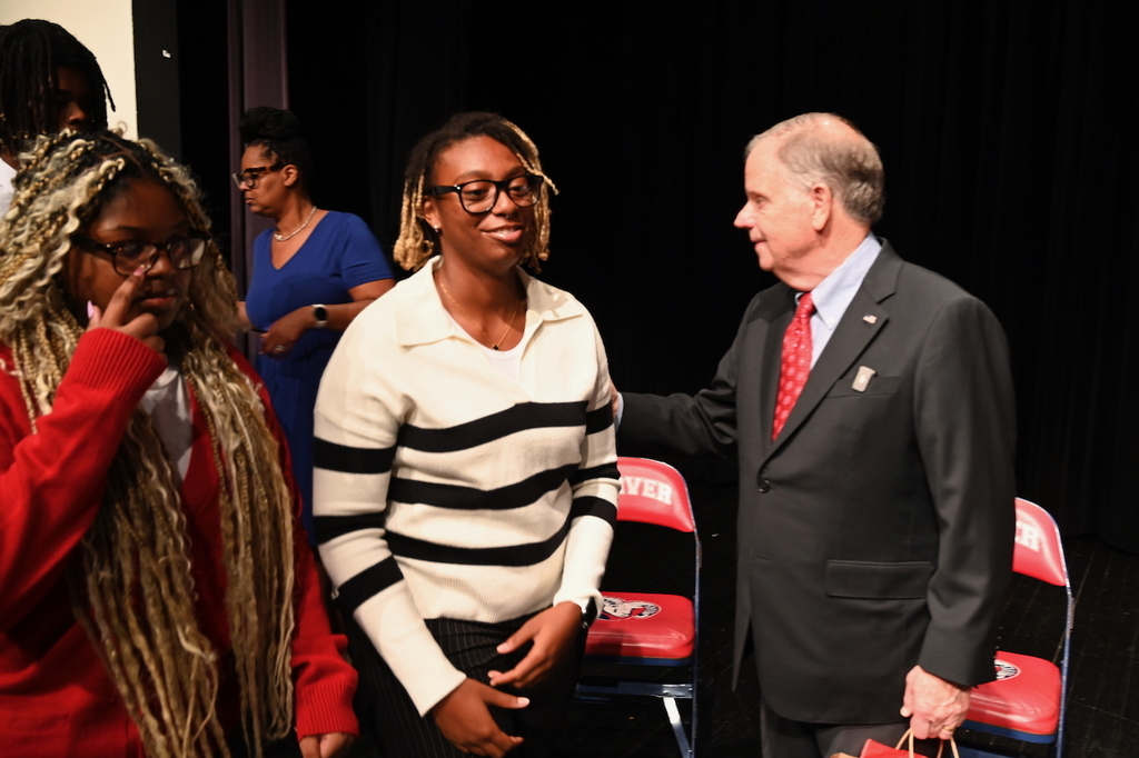 Doug Jones greets Carver SGA