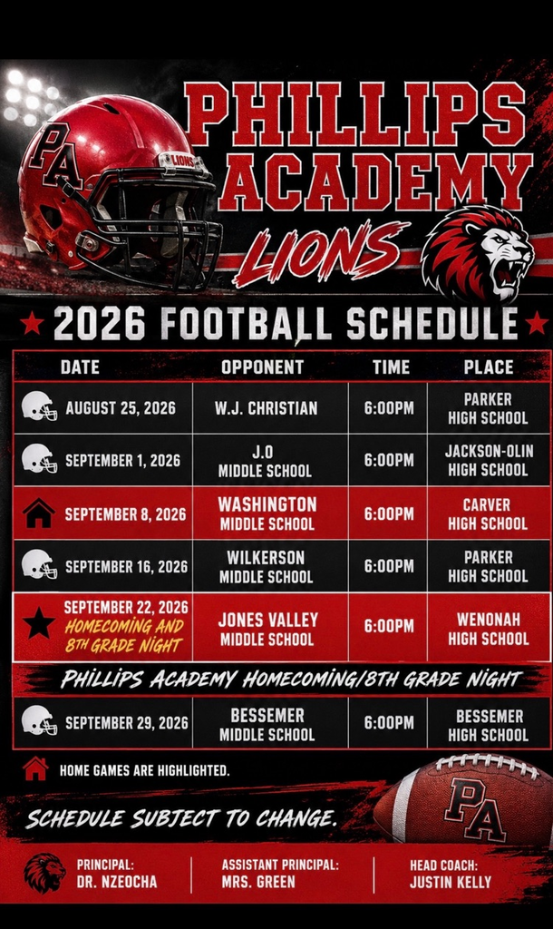 JHPA 2026 Football Schedule