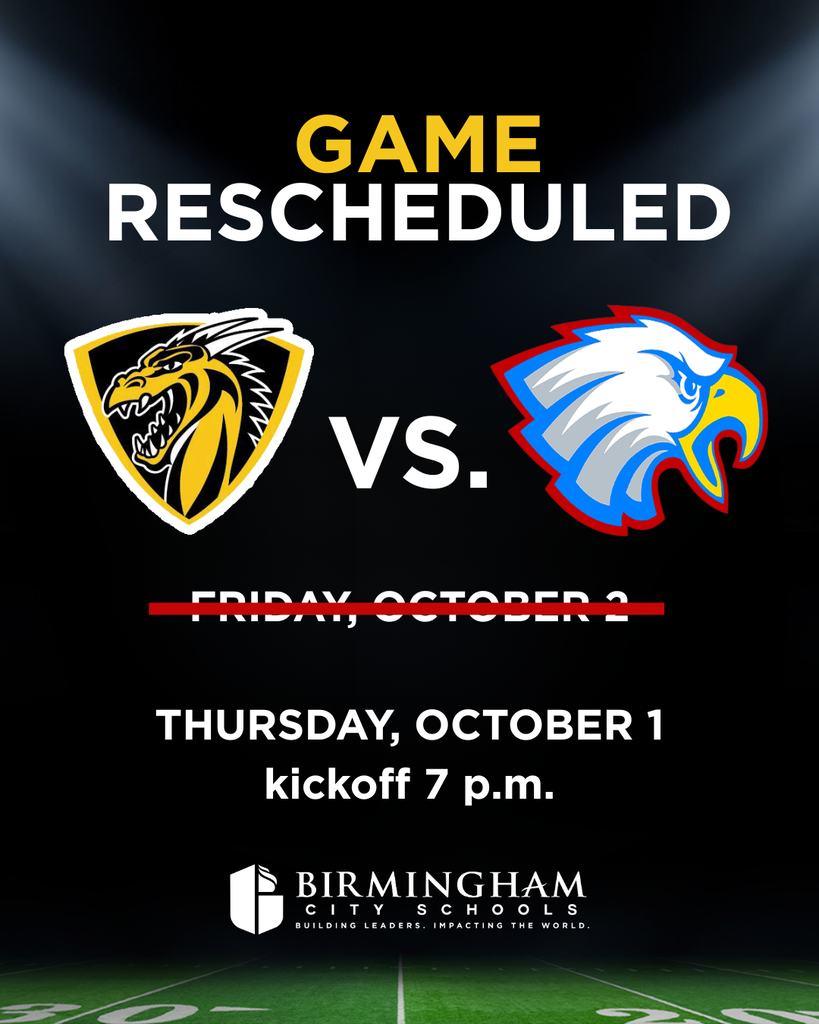 Due to anticipated rain, Wenonah High School’s football game originally scheduled for Friday has been moved to Thursday, October 1. The Wenonah Dragons are set to play the Center Point Eagles, with kickoff scheduled for 7 p.m.
