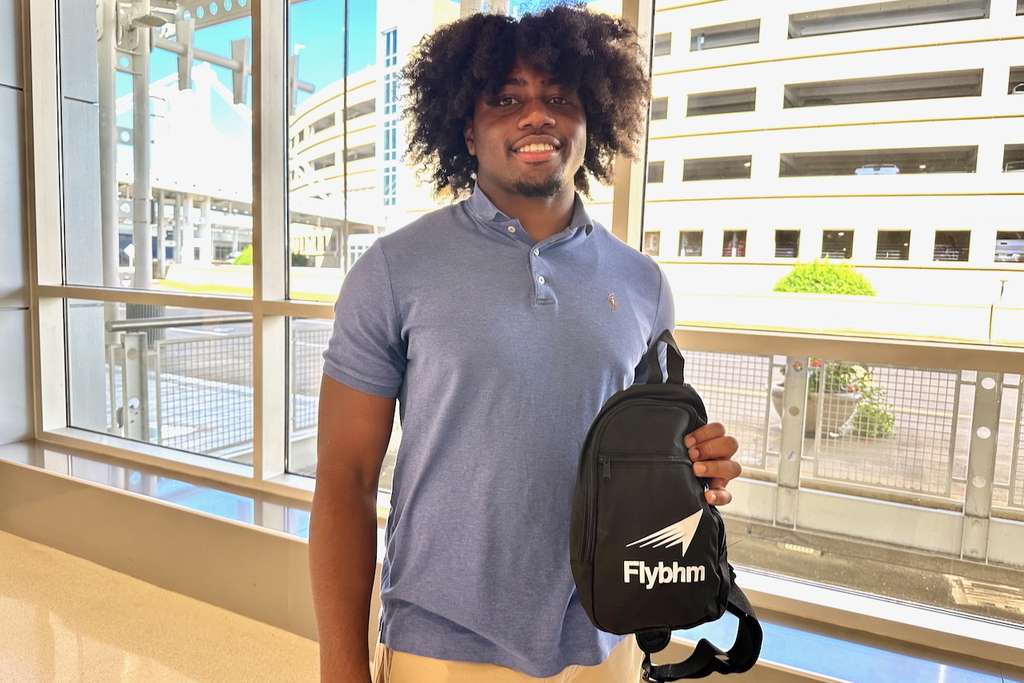 Ramsay's Chase Holt received a token of appreciation from the Birmingham Airport Authority!