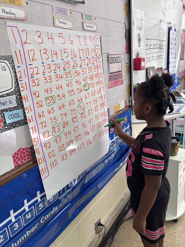 students placing numbers on a 100s chart