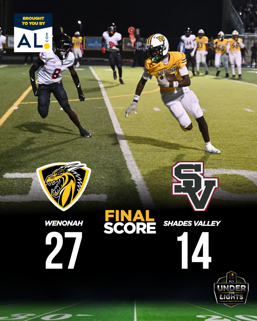 FINAL SCORE WENONAH 27 SHADES VALLEY 14