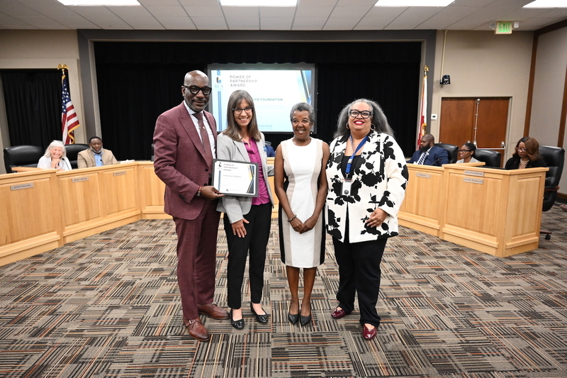 Superintendent Dr. Mark Sullivan, College Choice Foundation representatives Dr. Lori Bateman and Dr. Denise Thornley Brown, Senior Executive Director of Strategic Partnerships and Community Engagement Adrianne Marbury