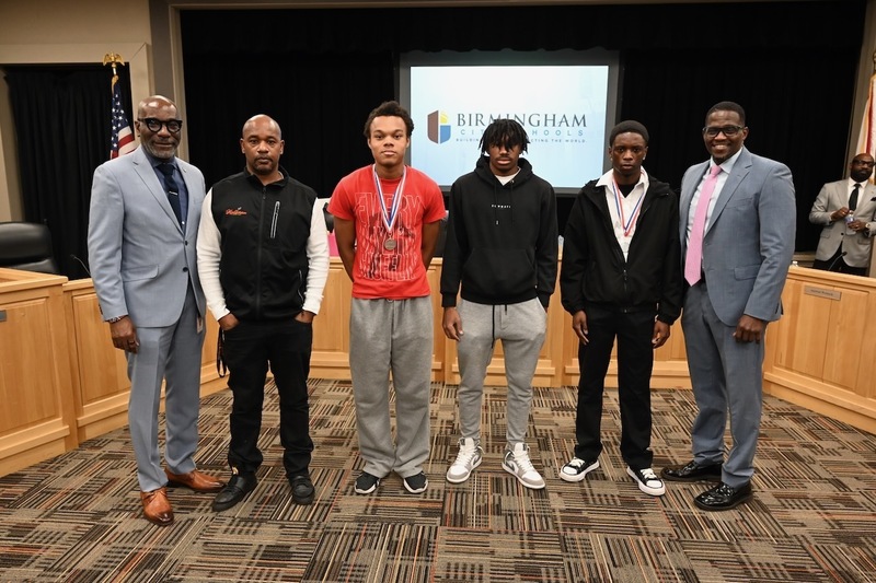 AHSAA 6A Indoor 4x200 Meter Relay State Runner-up  Huffman Boys Track: Josh Blackmon, Caleb Brown, Tremaine Wilson, and Jayden Brown; Head Coach Derico Tilley