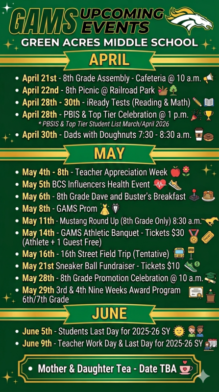 Calendar of events 