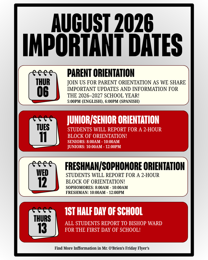 August Schedule