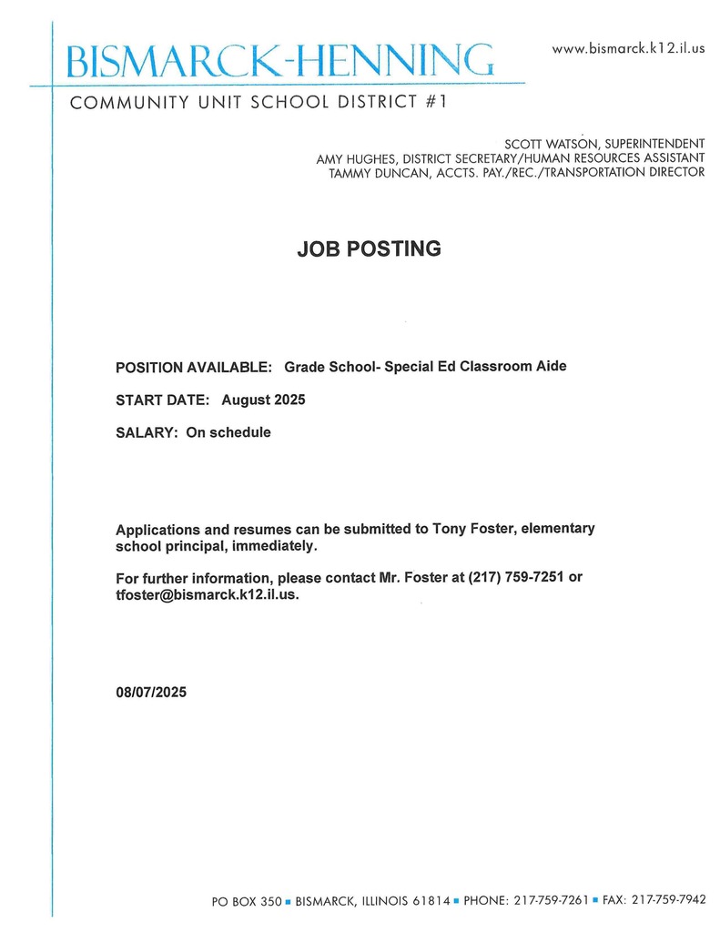 GS- Special Ed Classroom Aide (1)