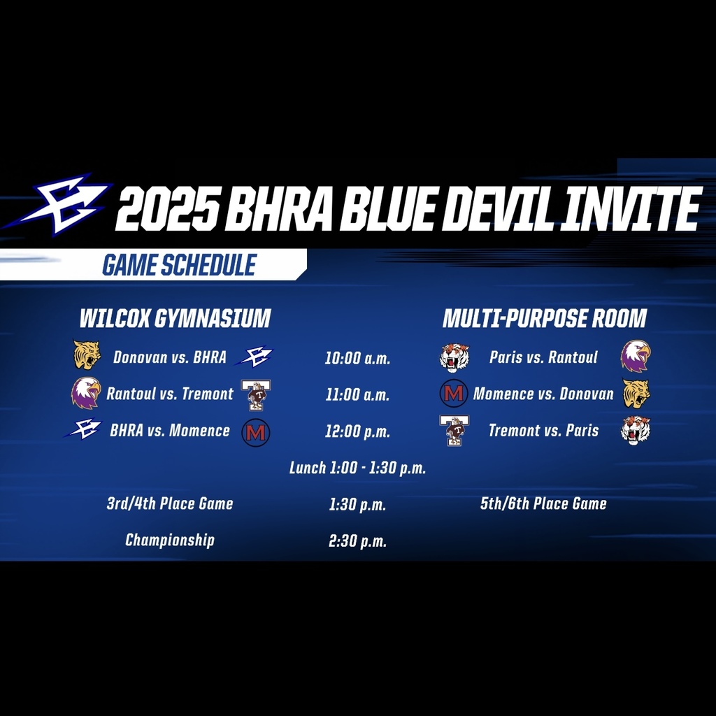 2025 BHRA Blue Devil Volleyball Invite Schedule