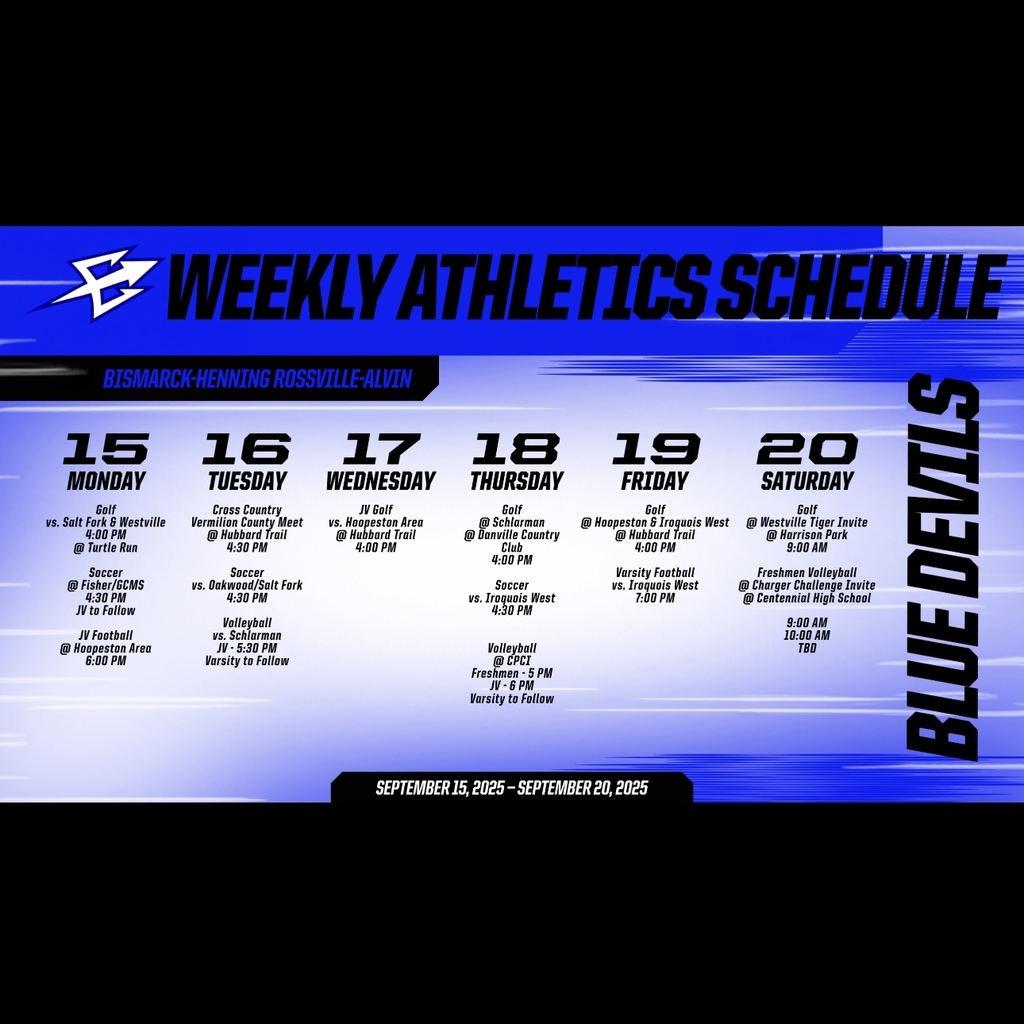BHRA Weekly Athletics | 9/15 - 9/20
