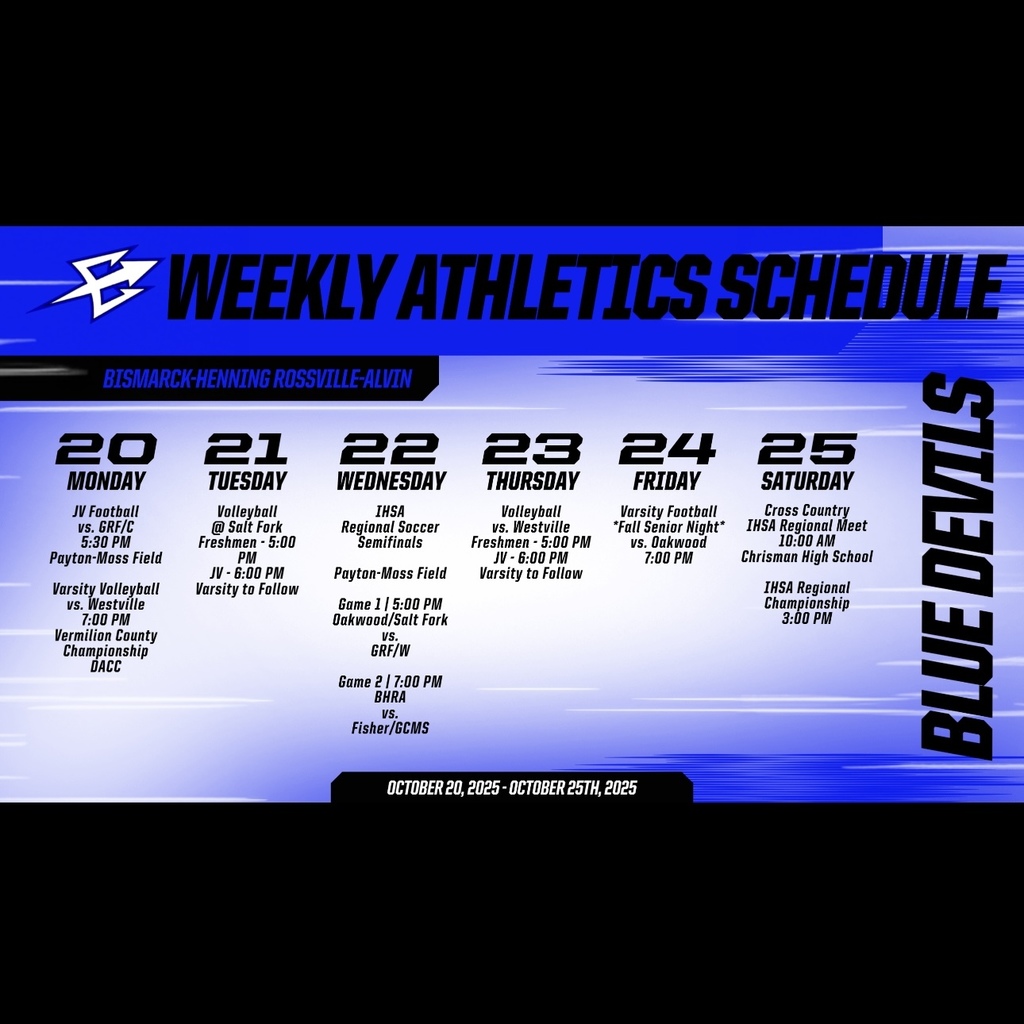 BHRA Weekly Athletics | 10/20 - 10/25/2025