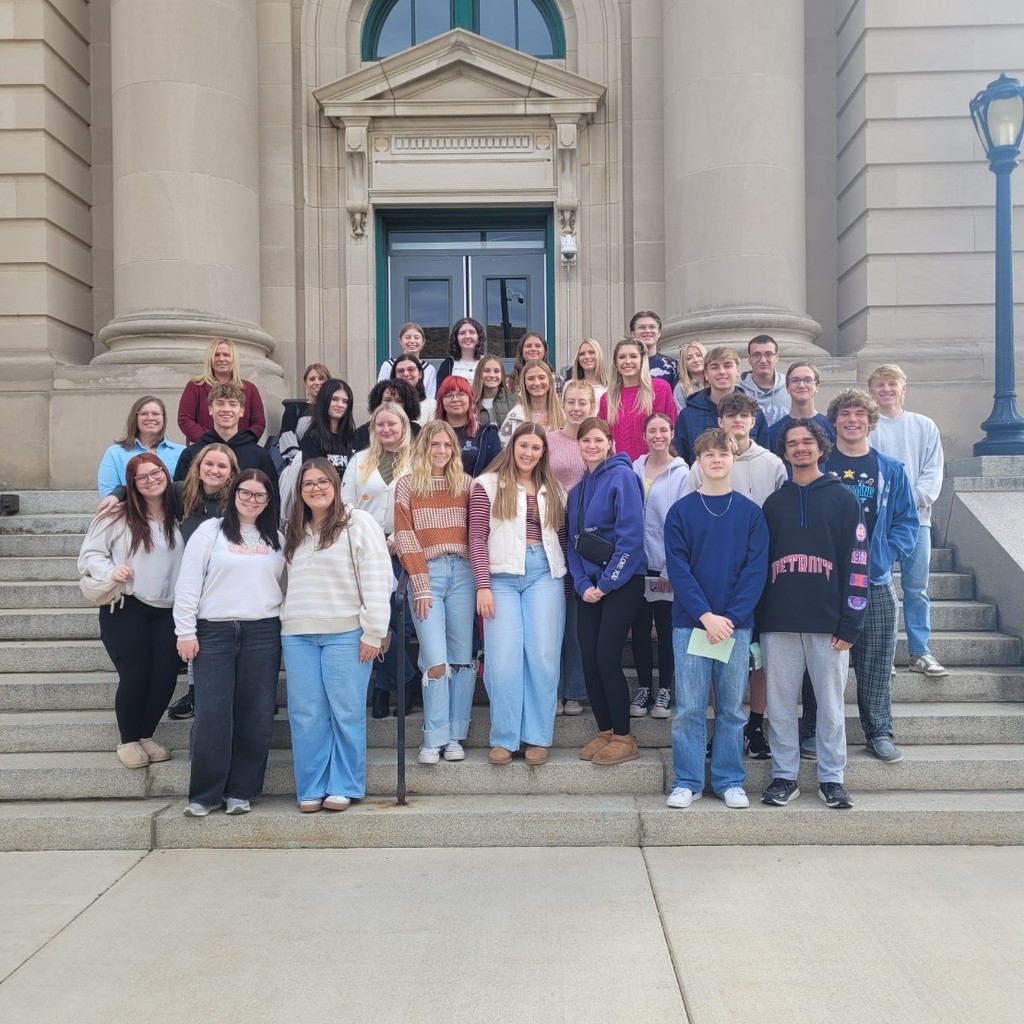Mrs. Guminski's Civics class in front of the Vermilion County Administration building.