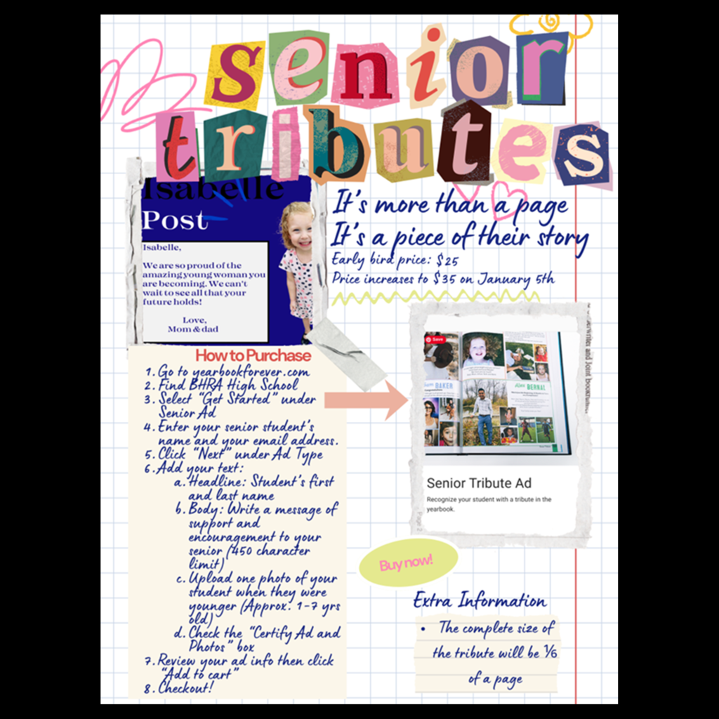 Senior Tribute Flyer with instructions on how to order your senior one today.