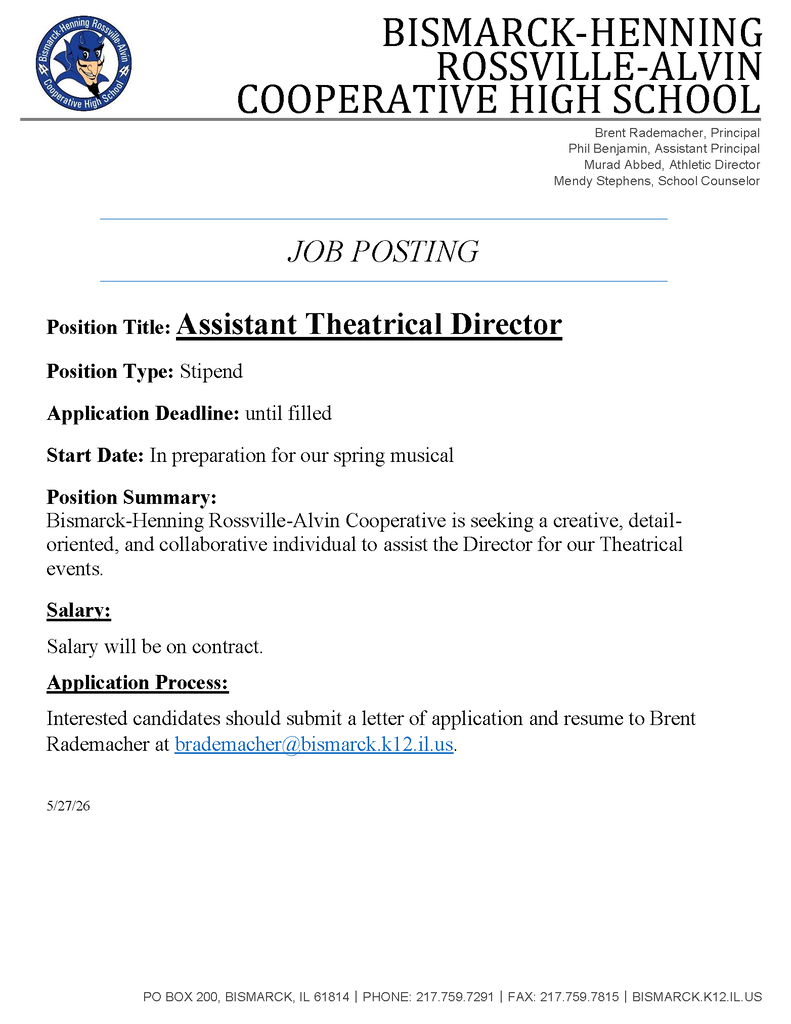 Assistant Theatrical Director