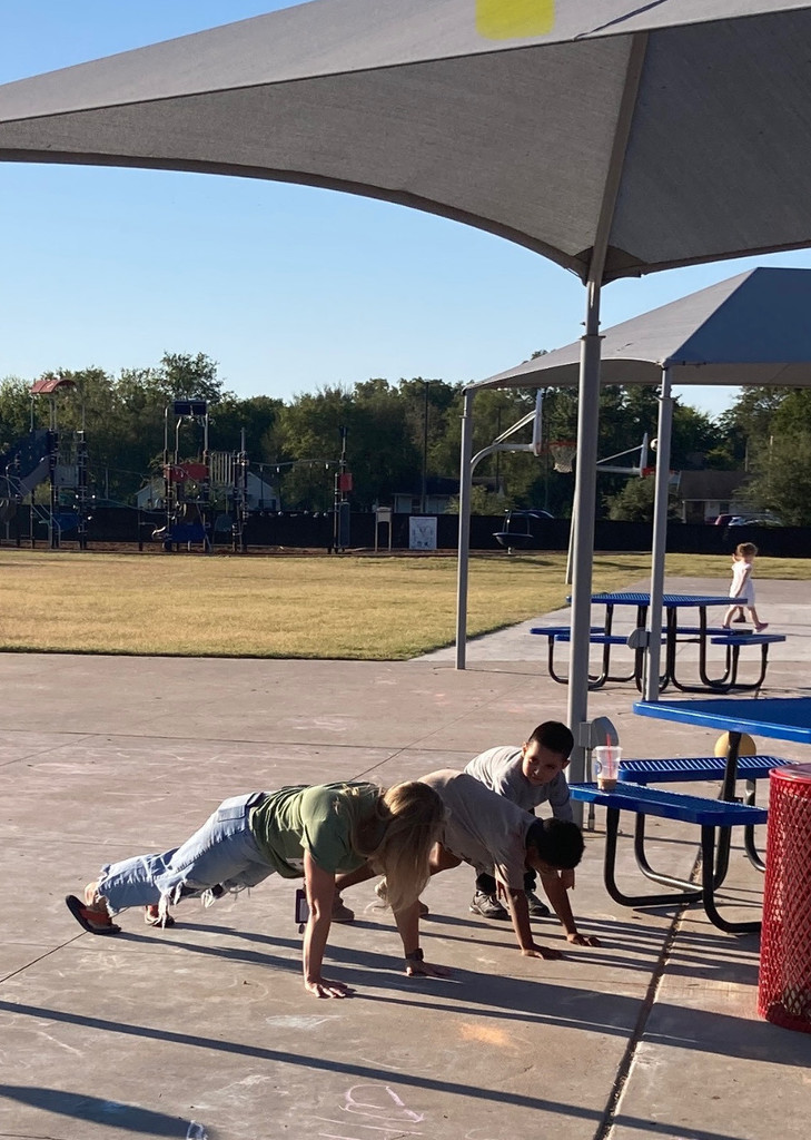 Morning push ups with Mr.s Eccles