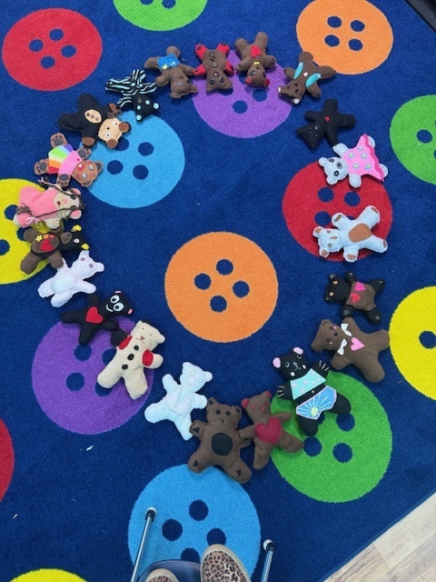 Mrs. Stamm's 1st grade reading bear project with Brenna Humphrey class from the high school.