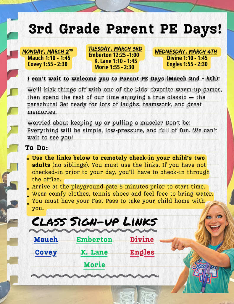 Here is the 3rd grade PE Parent information.
