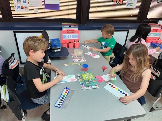 Water coloring peeps in Mrs. Spain's Kinder class