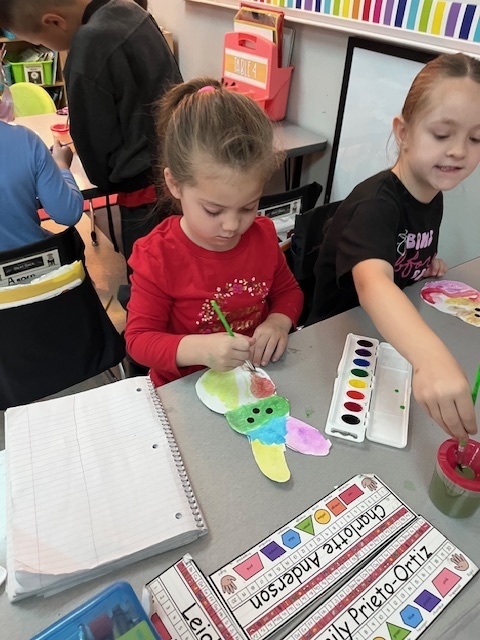 Water coloring peeps in Mrs. Spain's Kinder class