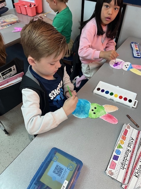 Water coloring peeps in Mrs. Spain's Kinder class