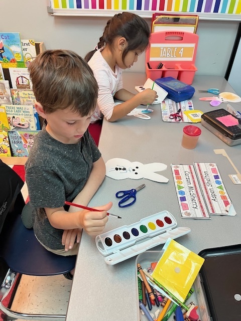 Water coloring peeps in Mrs. Spain's Kinder class