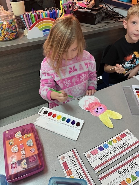 Water coloring peeps in Mrs. Spain's Kinder class