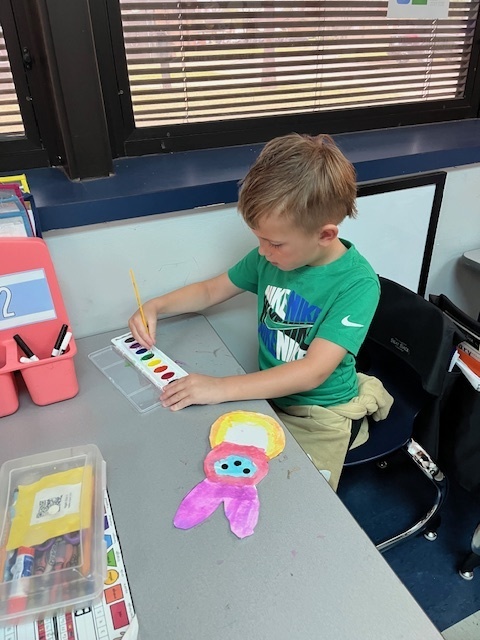Water coloring peeps in Mrs. Spain's Kinder class