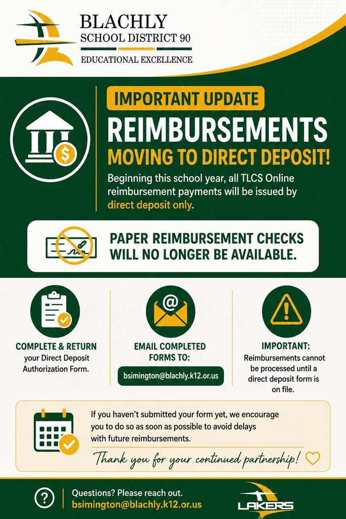 Reimbursements Moving To Direct Deposit Info Poster