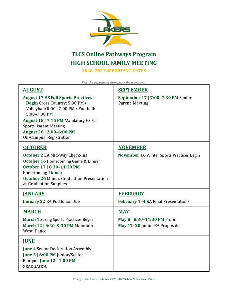 2026-2027 Important Dates