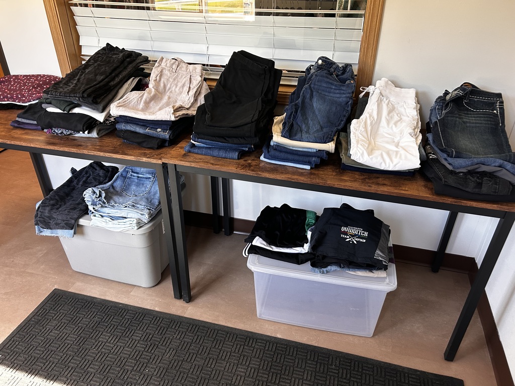 Community Closet; pictured clothes available for community members to have for free. 