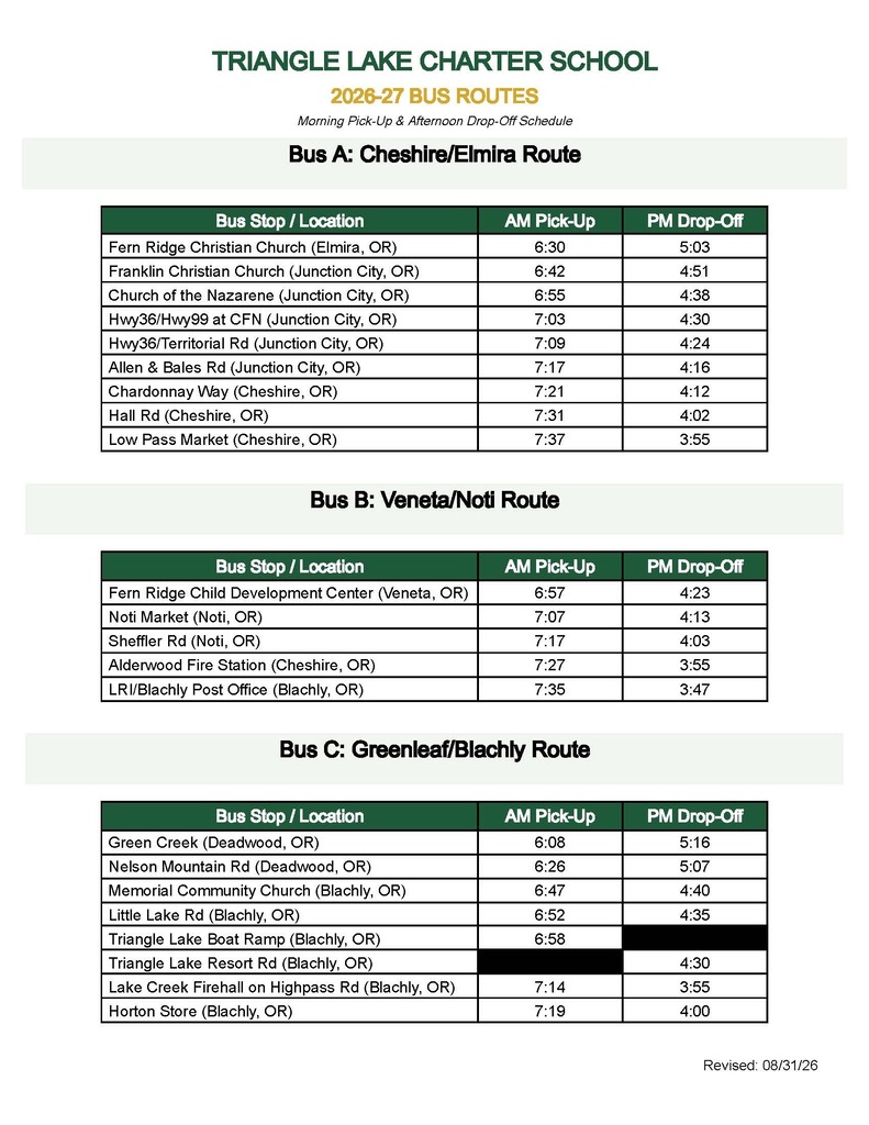 bus routes for the 26-27 school year.