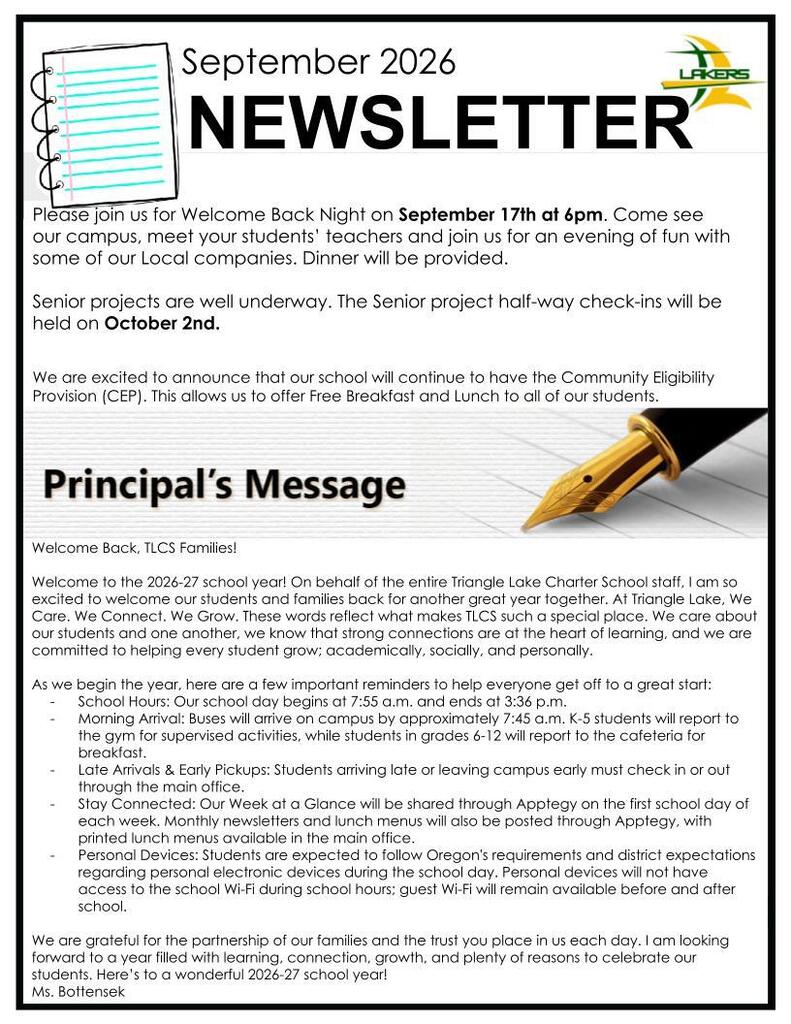 September newsletter- Principal's message
